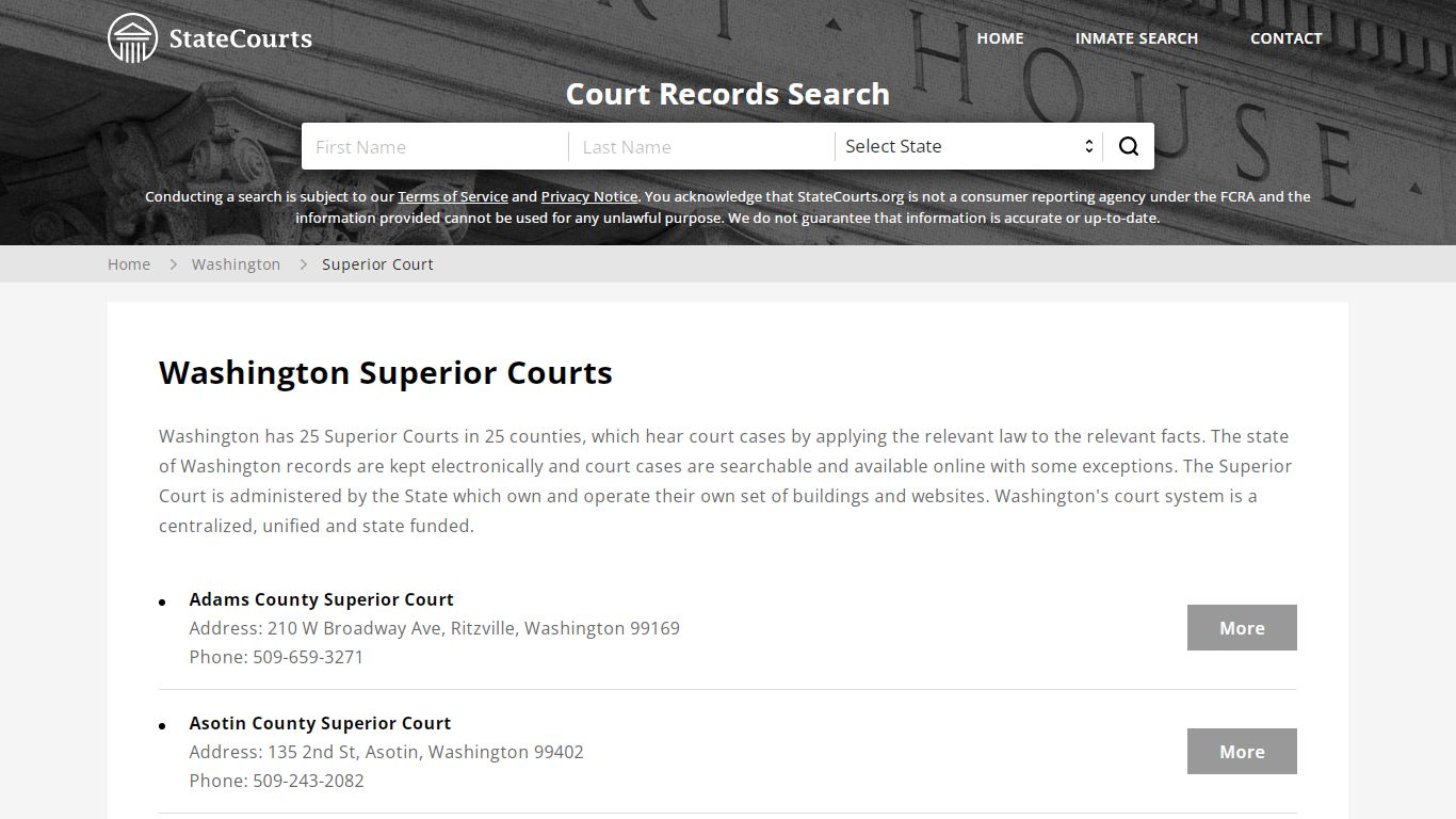 Washington Superior Courts - StateCourts